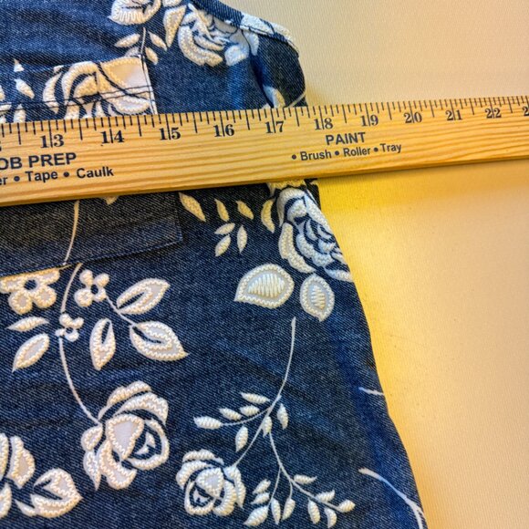 Papermoon Sleeveless Knit Top Medium Blue White Embroidered Flowers Cottagecore - Picture 6 of 8